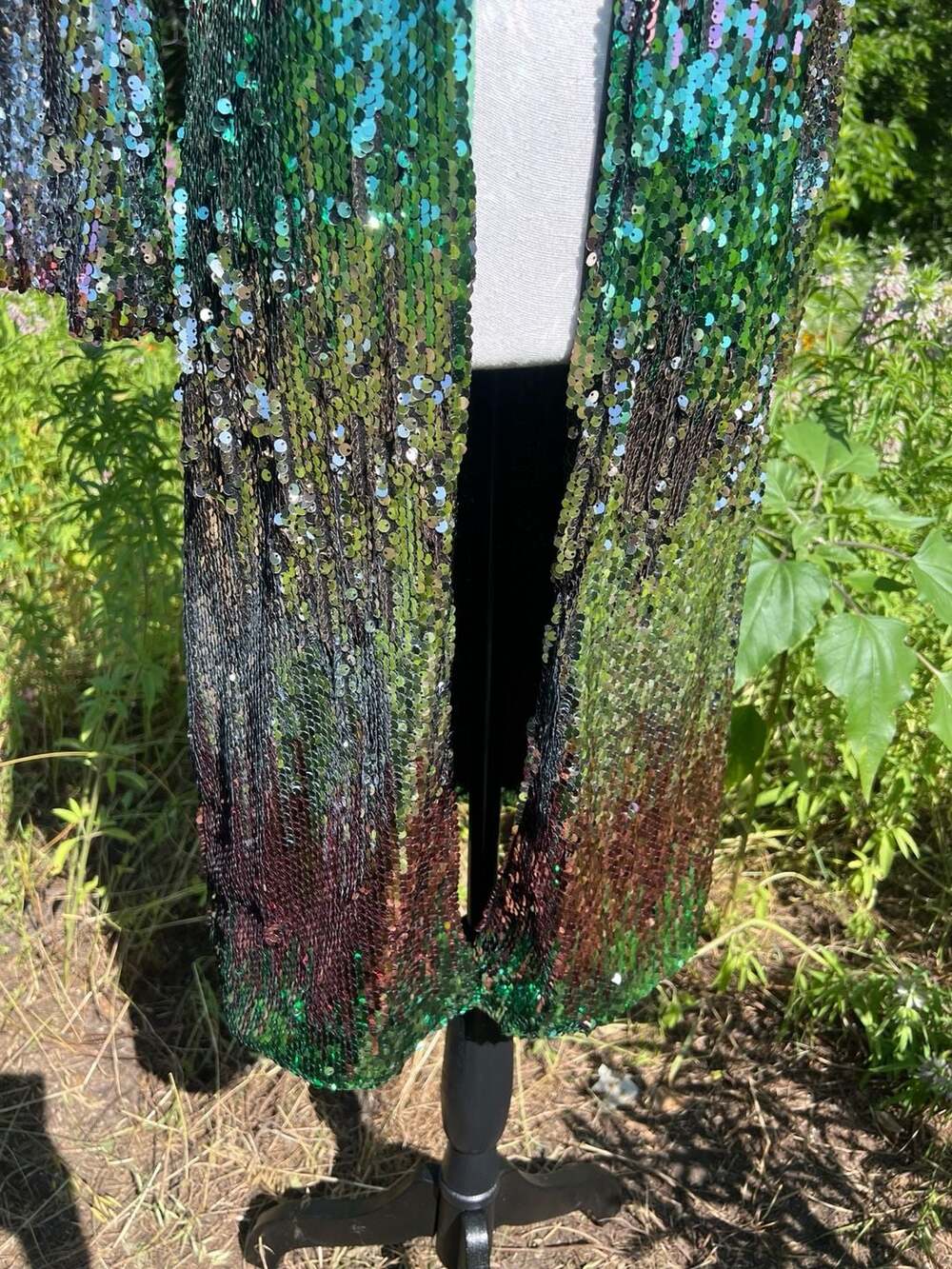 Iridescent Sequin Open Front Duster Cardigan - Picture 5 of 8